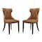 Manhattan Comfort Reine Faux Leather Dining Chair (Set of Two) in Saddle and Walnut DC007-SA - alternate 1